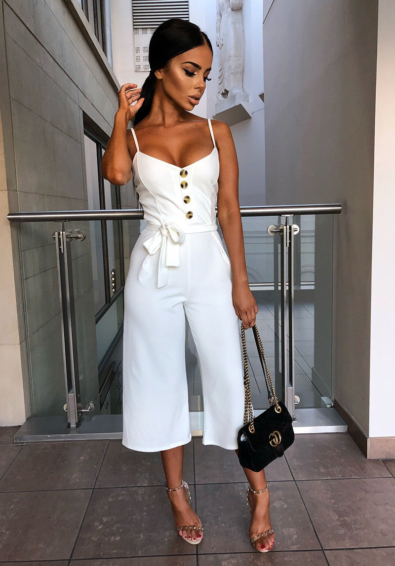 Casual wide leg pant jumpsuit